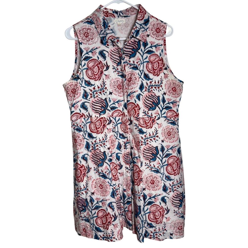 Livro Sleeveless Floral Sleeveless Mini Shirt Dress Women’s Sz. L